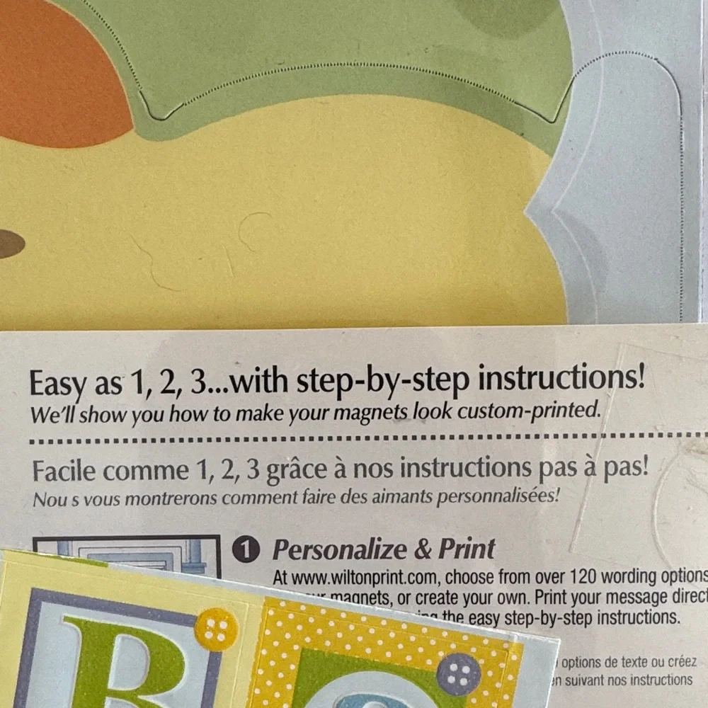 NEW Wilton Set of 5 Baby Announcement Printable Magnets with Yellow Duck Design